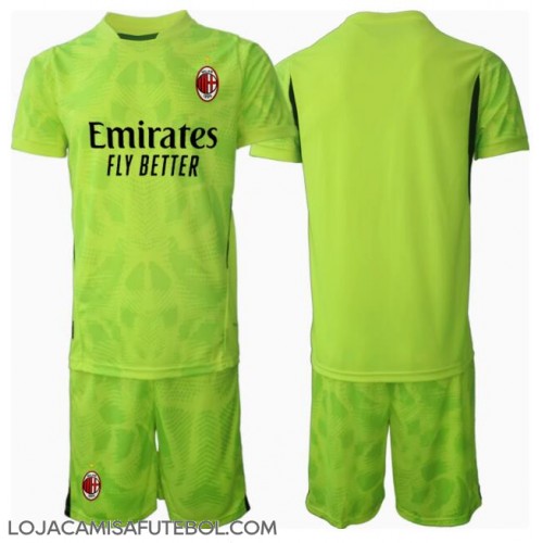 Camisa de Futebol AC Milan Goleiro Equipamento Alternativo Infantil 2024-25 Manga Curta (+ Calças curtas)